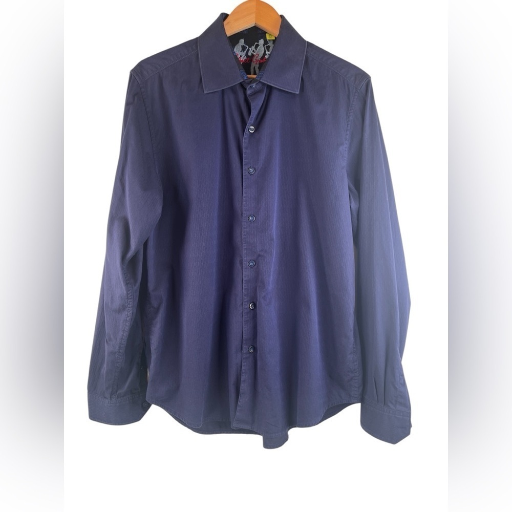 Robert Graham Tailored Fit Dark Navy Men's Shirt Long Sleeve Buttondown Size XL